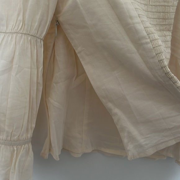 Reformation Amalie Tiered Square Neck Long Sleeve Top Embroidered Ivory | size 2 - Picture 11 of 12